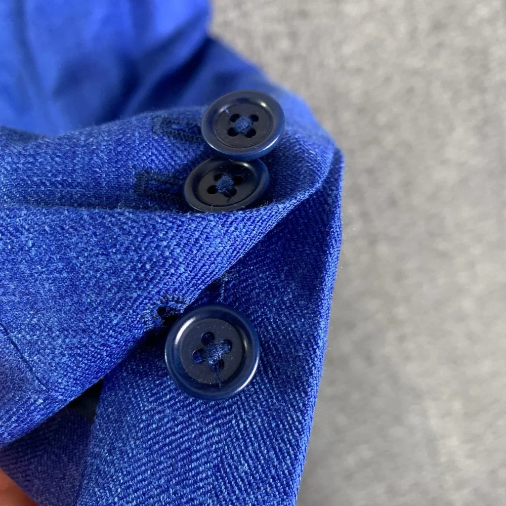 Loro Piana Suit Men 46R Blue Summertime Linen Silk 34x28 Double Breasted 2 Piece - Picture 12 of 16